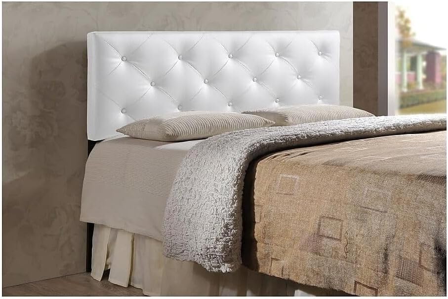 HomeStock Upholstered Headboard, Modern Bedroom Headboard, Faux Leather Headboard White/Queen