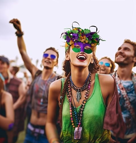 Miniatura 3 de Ouksma Máscaras de mascarada con esplendor emplumado para Mardi Gras, carnaval, Halloween, cosplay, disfraces, recuerdos de fiesta