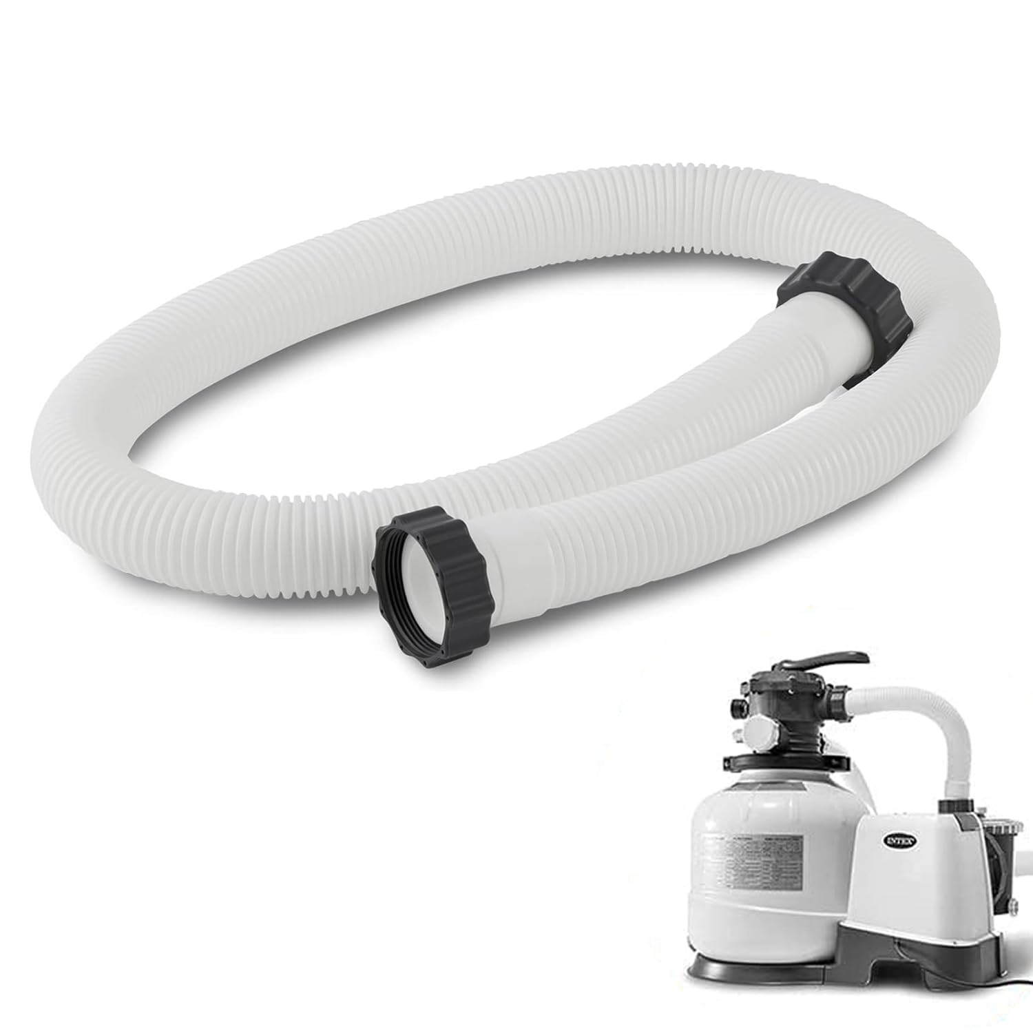 MEISO Tubo per piscina 38 mm, 150 cm, tubo di ricambio per piscina, tubo flessibile per pompa piscina e aspirapolvere, per pompa di filtrazione per Intex