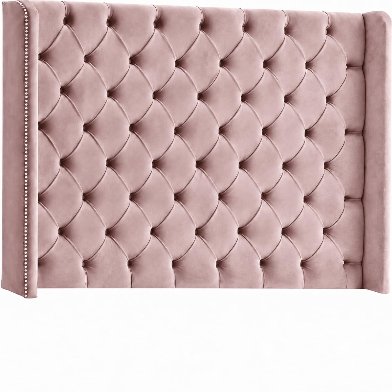 Chesterfield Winged Handmade Divan Bed Headboard | Plush Velvet Fabric Headboards for 3ft single bed Frame | Elegant design with wooden material headboards for beds (Pink, 3ft Single Height-36inch) — image 1