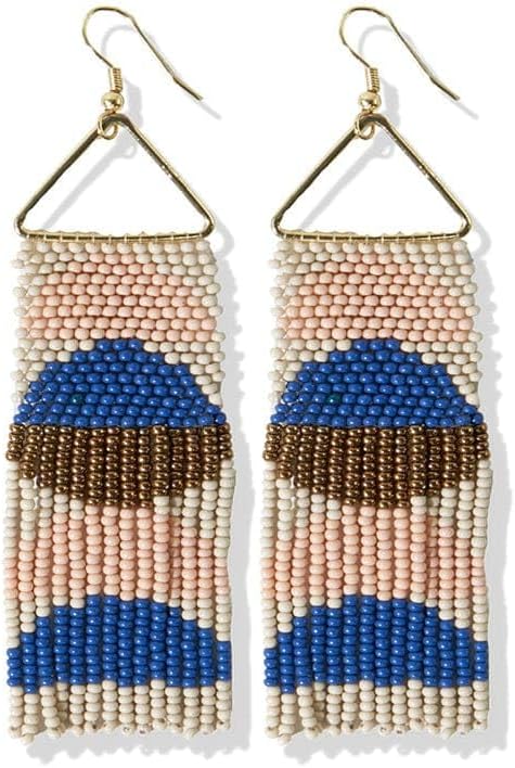 INK+ALLOY Beaded Earrings for Women, Gloria Half Circles Seed Bead Long Fringe Statement Boho Earrings, Hypoallergenic Handmade Jewelry for the Modern Bohemian, 3.75-Inch Length