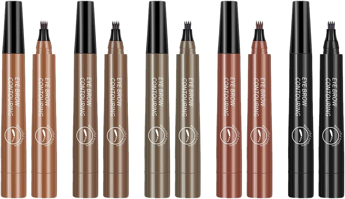 Magical Precise Waterproof Brow Pen, Smudge Proof and Waterproof, with A Micro Fork Tip Applicator, 4 Tipped Precise Brow Pen, Natural Lasting
