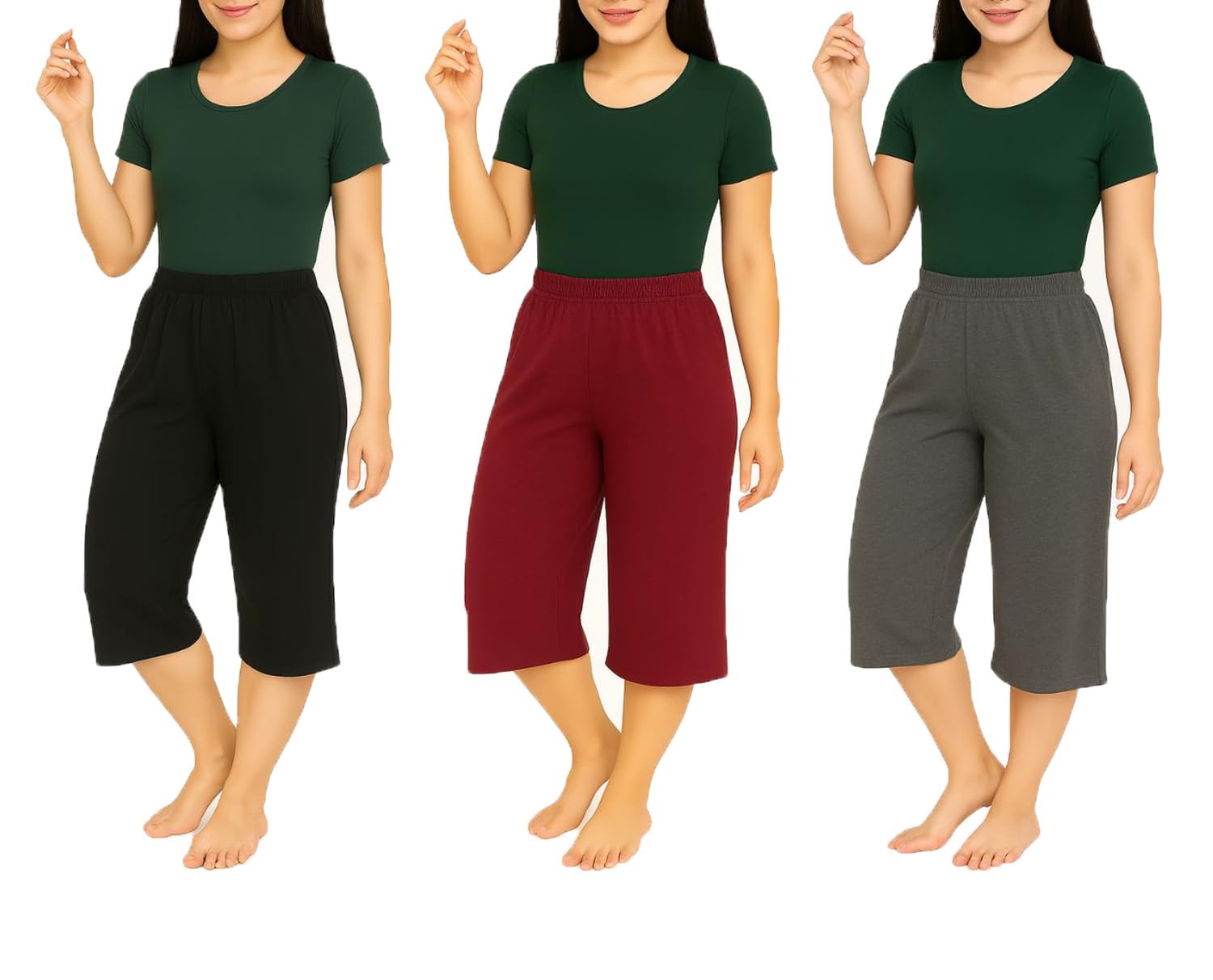 brand flex Womens Loosefit Capri 3Pack For Girls-picture-24