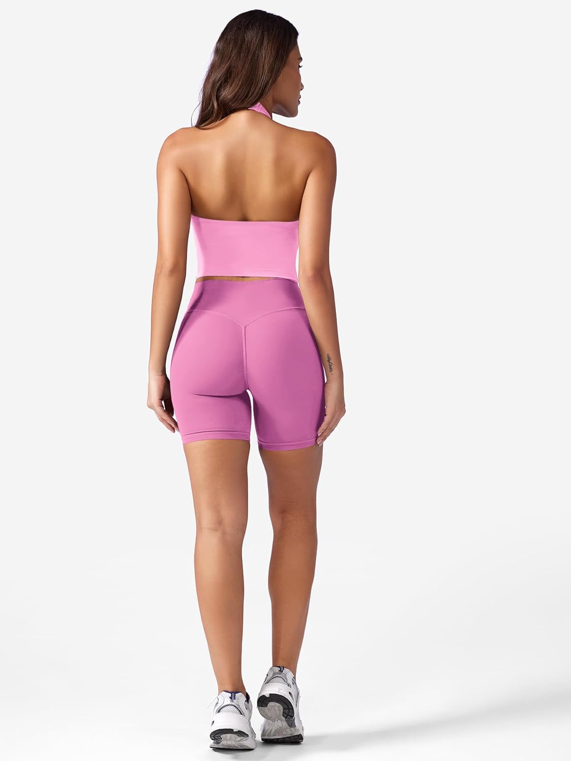 YEOREO Women's Halter Crop Top V Neck Workout Going Out Tank Top Hazel Padded Sleeveless Backless Trendy Summer Camisole - Image 4