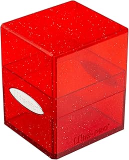Ultra Pro - Satin Cube 100+ Standard Size Card Deck Box (Red Glitter) - Protect Your Gaming Cards, Sports Cards or Collectible Cards In Stylish Glitter Deck Box