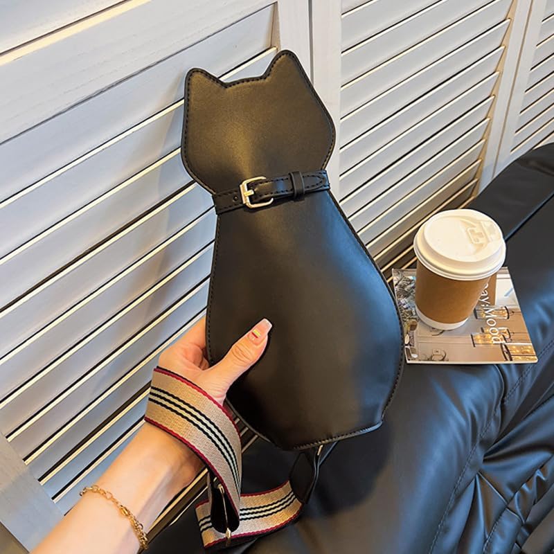Ximimark 1 pcs Cute Cat Shaped Crossbody Bag, Creative Wide Strap Chest Bag, Cartoon Novelty Purse For Sports Travel - Image 5