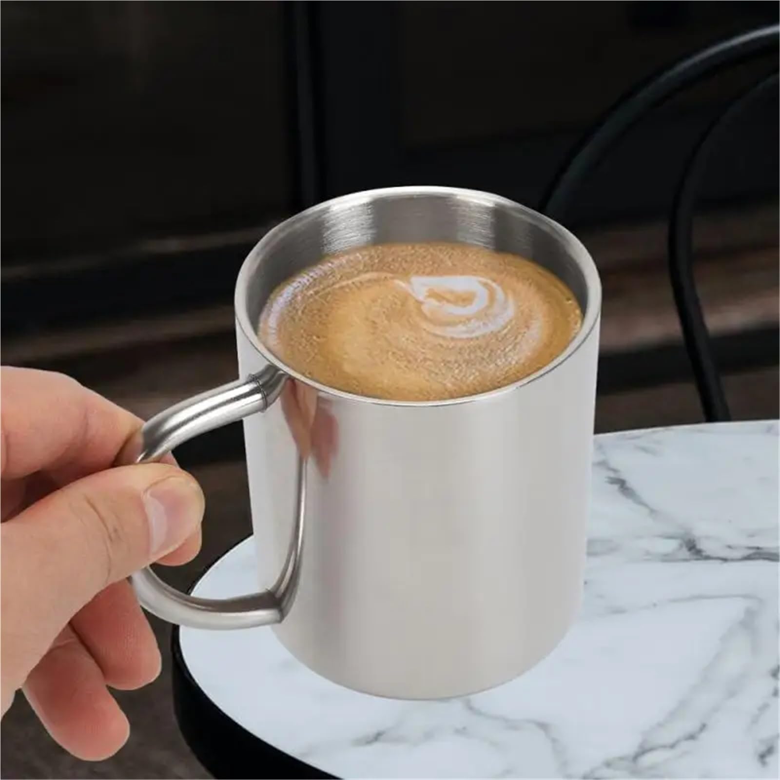 Taza térmica de café antiescaldado doble pared, taza agua portátil aislada acero inoxidable for cerveza, té, zumo y Para café y bebidas(220ml With Lid)