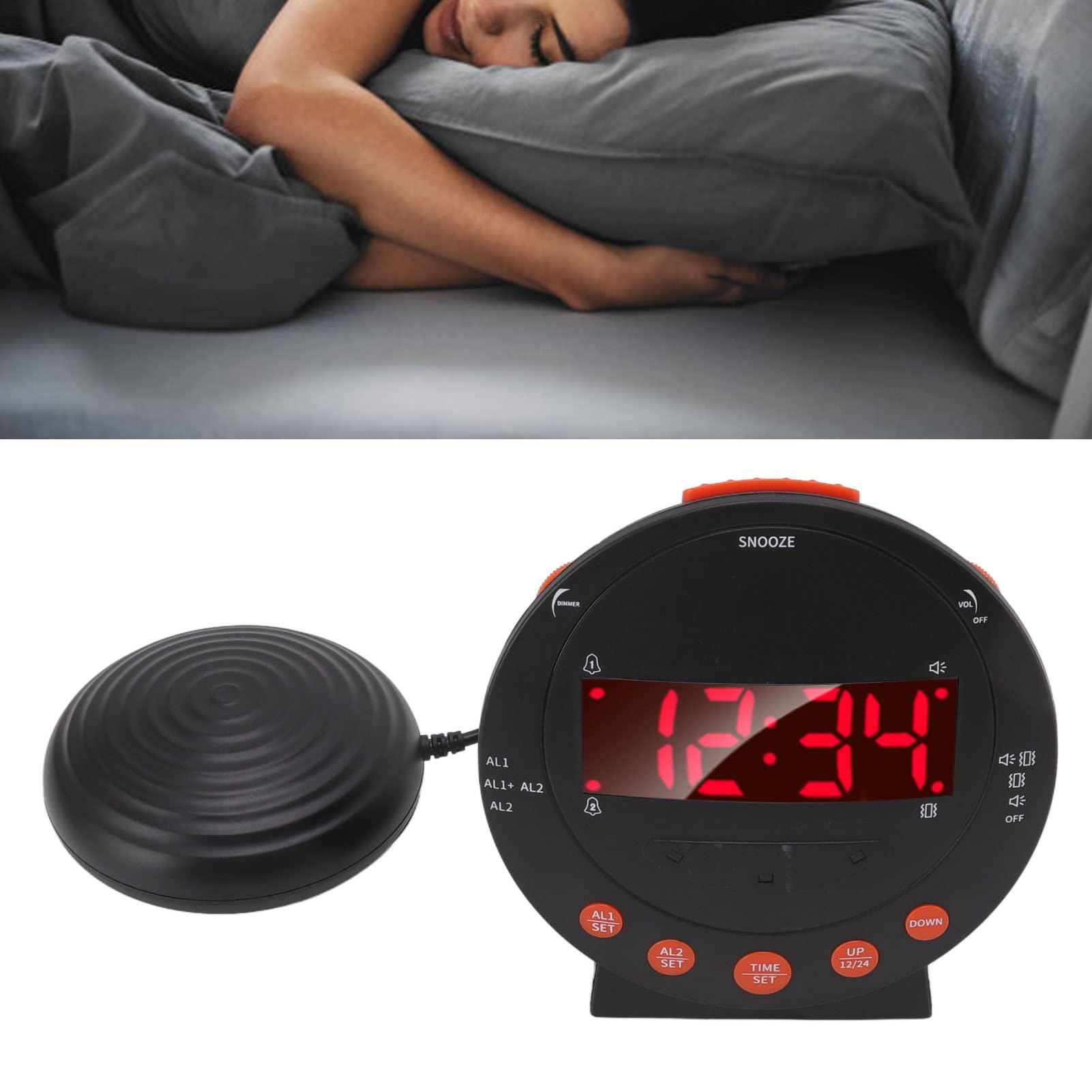 Wecker Laut für Tiefschläfer, 110 DB Vibrationswecker für Gehörlose Lauter Wecker Vibrationsalarm, für Weckt Tiefschläfer Langschläfer Hörgeschädigte und Taube