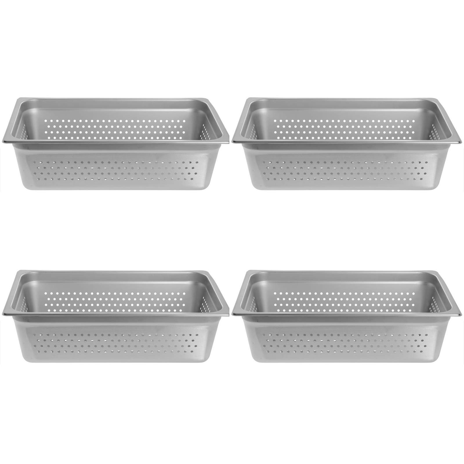 5.9" De Profundidad Tamaño Completo Sartén De Vapor Perforada, 20L Acero Inoxidable Anti-Jam Servicio Hotel Pan Para Fiestas, Restaurantes, Suministros De Catering Bandeja (Paquete De 4)