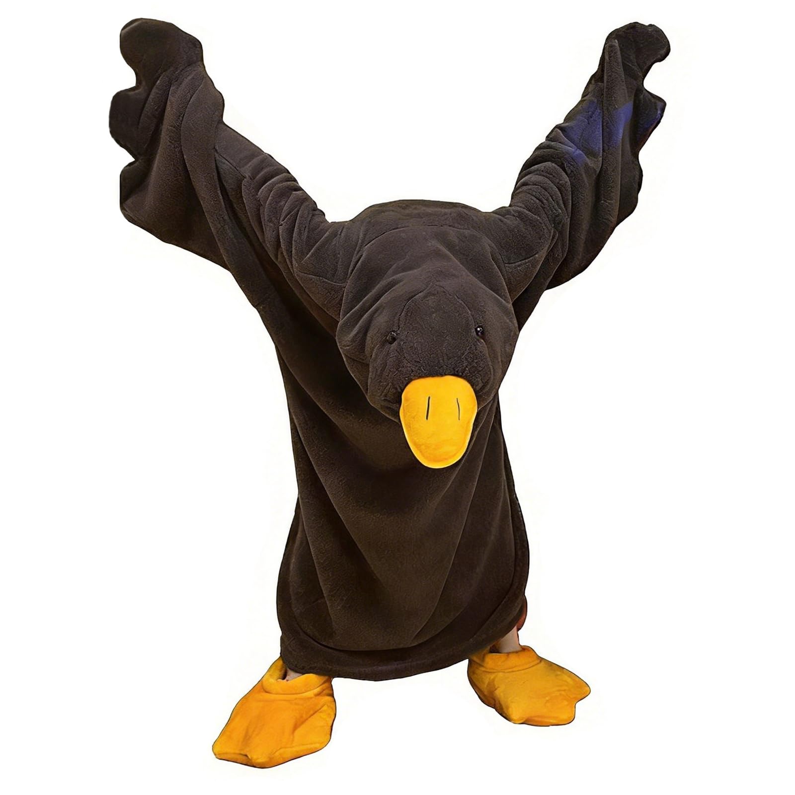 SRGOM Funny Animal Goose Onesie Silly Wearable Cosy Blanket Oversized Hoodie Costume Adult Fleece Fluffy Pyjamas Matching Onesies for Couples Black