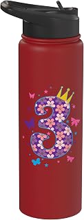 3rd Birthday I am Three Butterflies Stainless Steel Insulated Water Bottle