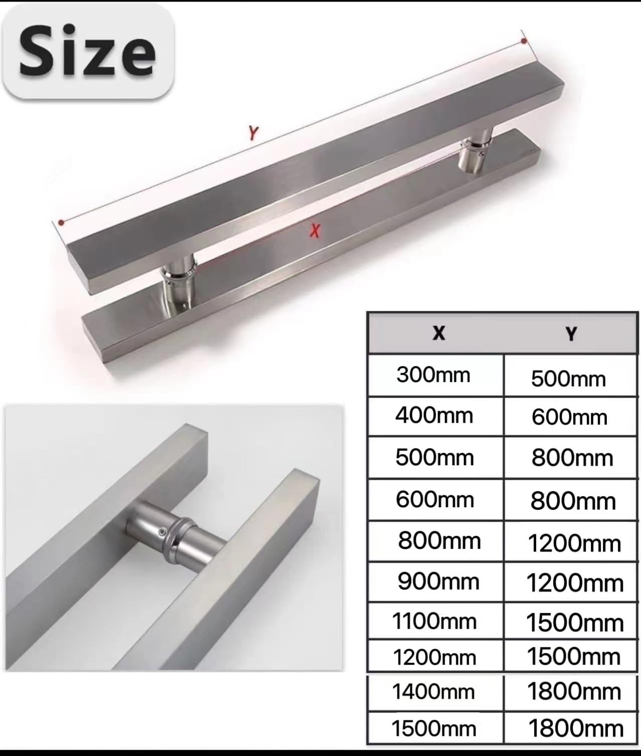 Maniglia Moderna per Porta Doccia in Vetro per Bagno Argento/Oro Rosa 200 mm/300 mm/400 mm/500 mm/700 mm/800 mm/900 mm Foro al Centro Barra di Sostegno e Asciugamano Inclusi