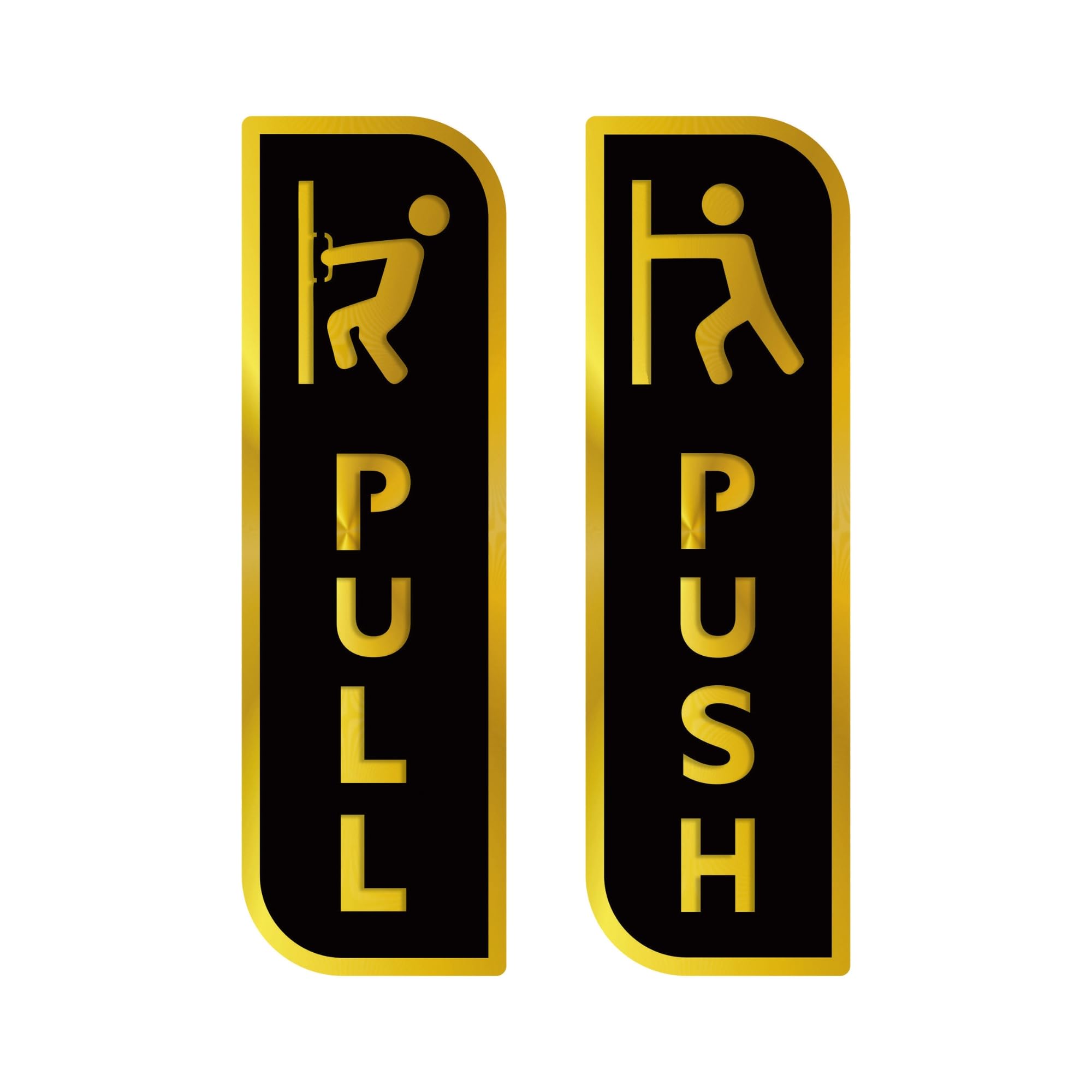 Premium Push Pull Door Sign Set | Double Layer Acrylic Push & Pull Sticker for Glass Door | Gold Mirror Finish with White Cutout Letters | Self Adhesive Door Sign for Office, Shop, Cafe, Hotel & Commercial Use (RC_GOLD_BLC_UB)