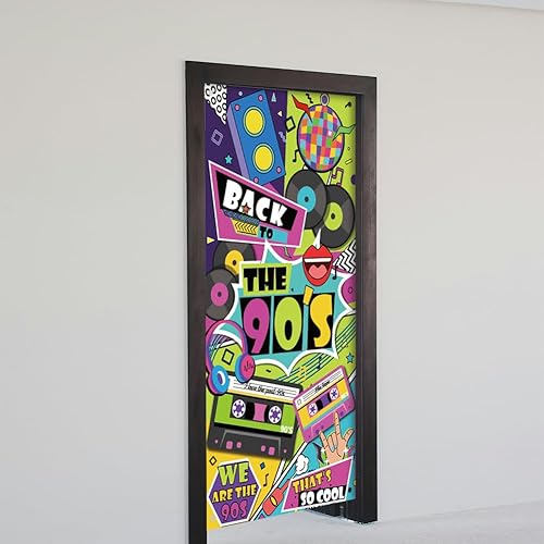 Miniatura 4 de Cartel de puerta de fiesta de los años 90, telón de fondo de fotografía de graffiti de hip hop con temática de los años 90 para sesión de fotos,