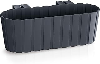 Prosperplast Boardee Hook Flower Box Balcony Flower Pot Planter 4.9 L 383 x 212 x 130 mm (Anthracite)
