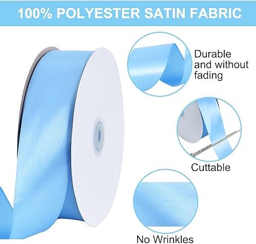 Vista 129 de TONIFUL - Listón de satén de color liso, para envolver regalos, sillas, día de San Valentín, boda, fiesta de cumpleaños, cabello, costura floral, 1