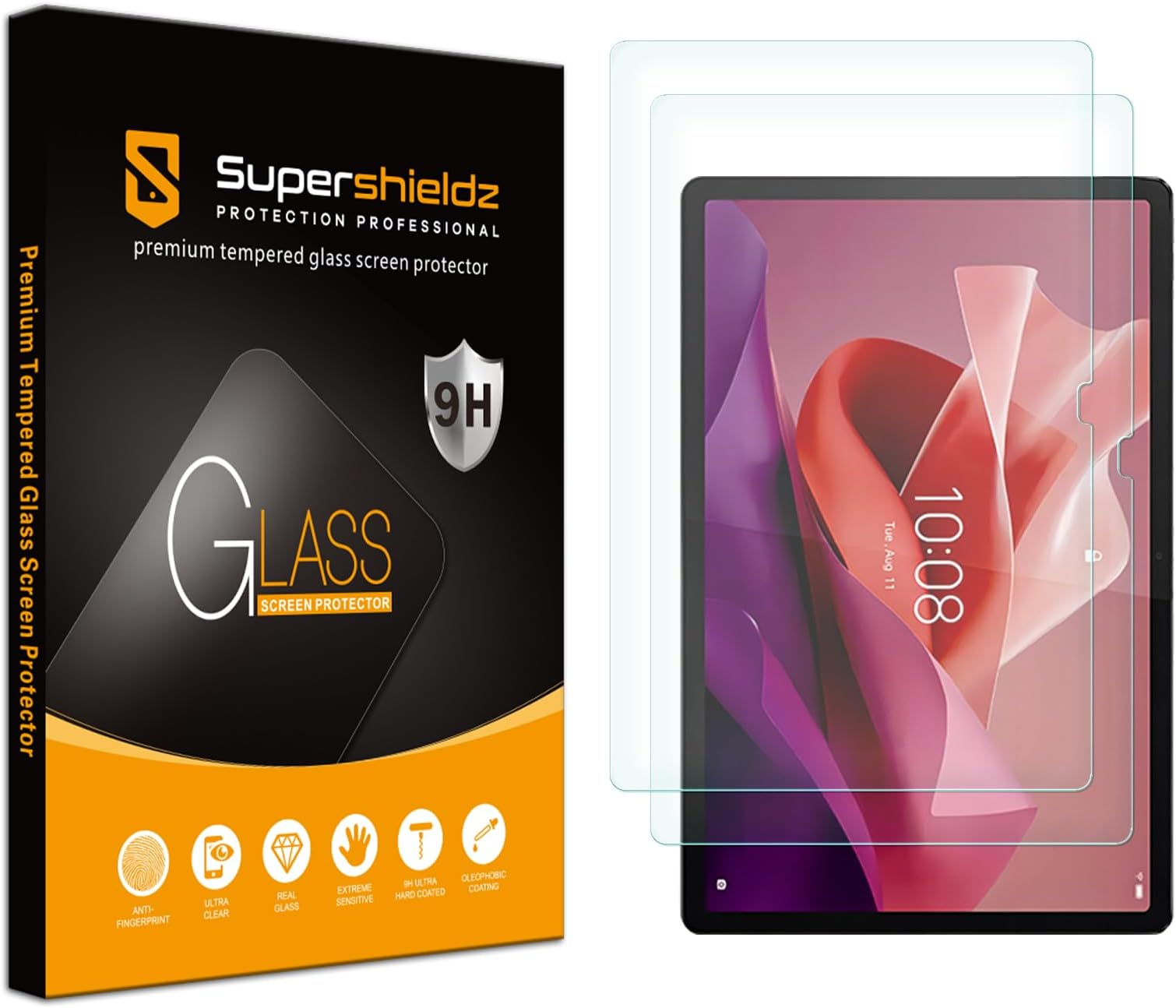 Supershieldz (2 Pack) Designed for Lenovo Tab P12 (12.7 inch) Screen Protector, (Tempered Glass) Anti Scratch, Bubble Free