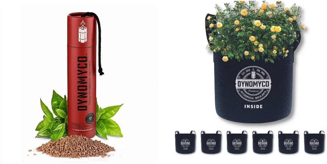 DYNOMYCO 200g Premium Mycorrhizal Inoculant + 6PC 5-Gallon Grow Bags