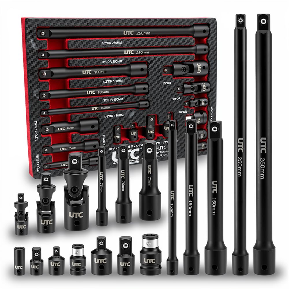 Extension Bar Set Impact 18 Piece 1/4 3/8 1/2 Drive Adaptor Universal Joint UK