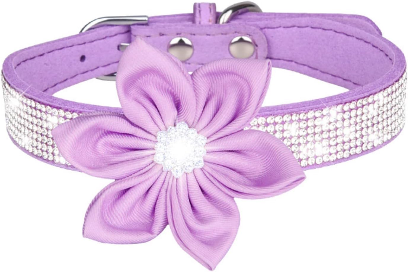 obroża dla zwierząt, Słodka dziewczyna Rhinestone obroża dla psa miękka kwiatowa szczeniaka odblaskowa spersonalizowana małych średnich dużych psów zwierzęta domowe(Pink,Large)