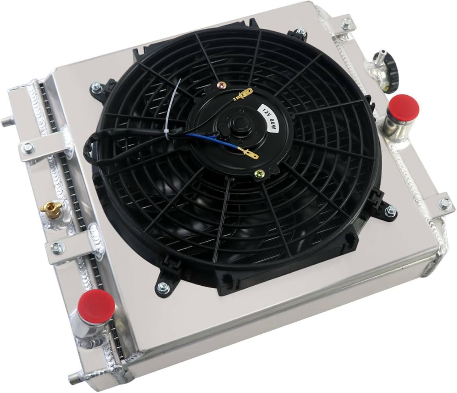 Radiator Compatible with 1992-2000 Honda Civic 1.5L 1.6L L4 Gas & 1994-2001 Acura Integra 1.8L L4 Gas, 2 Row Full Aluminium Radiator + 12 Inch Fan + Shroud + Thermostat Relay Kit