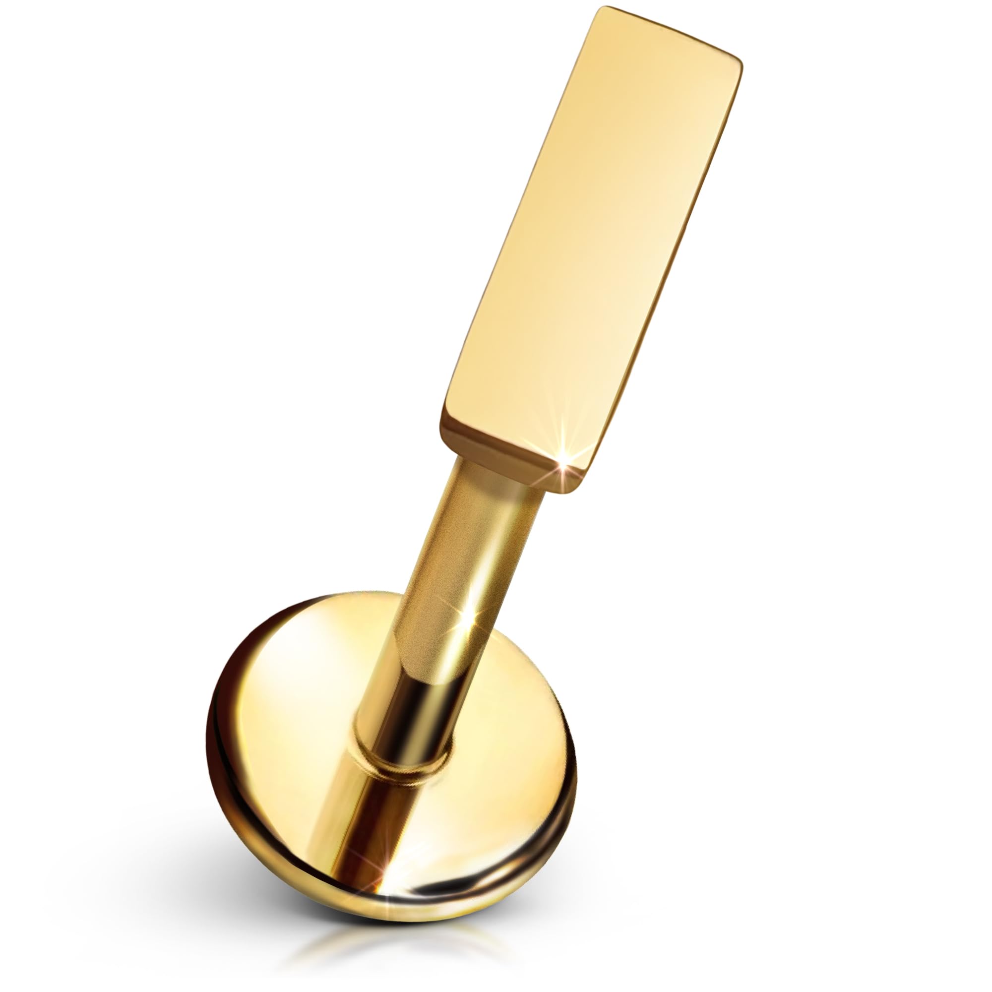 Cords Club Bar Flat Back Stud – ASTM-F136 Implant Grade Titanium - Push Pin Design for Sensitive Ears – Available in 18K Gold Plated & Titanium Silver