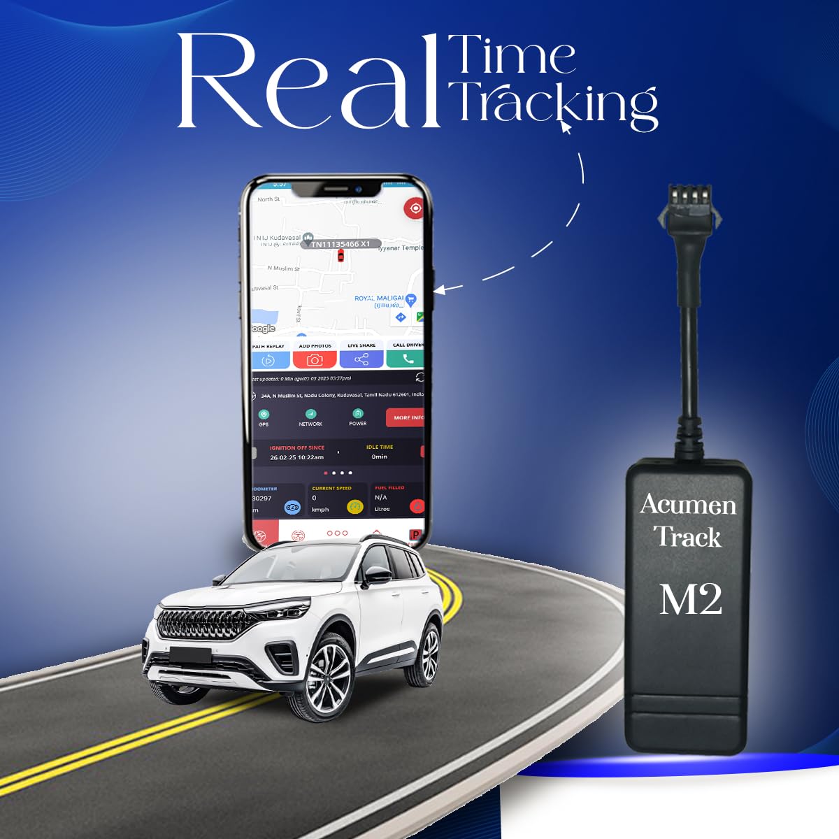 Acumen Track 4g Lite (300 Mah Battery, Engine Cut Off) Wired Hidden AI Smart GPS Tracker for Car, Bike,Truck Bus etc Location Tracking, Geo Fence with Next- Gen APP 1 Year GPS Device 2