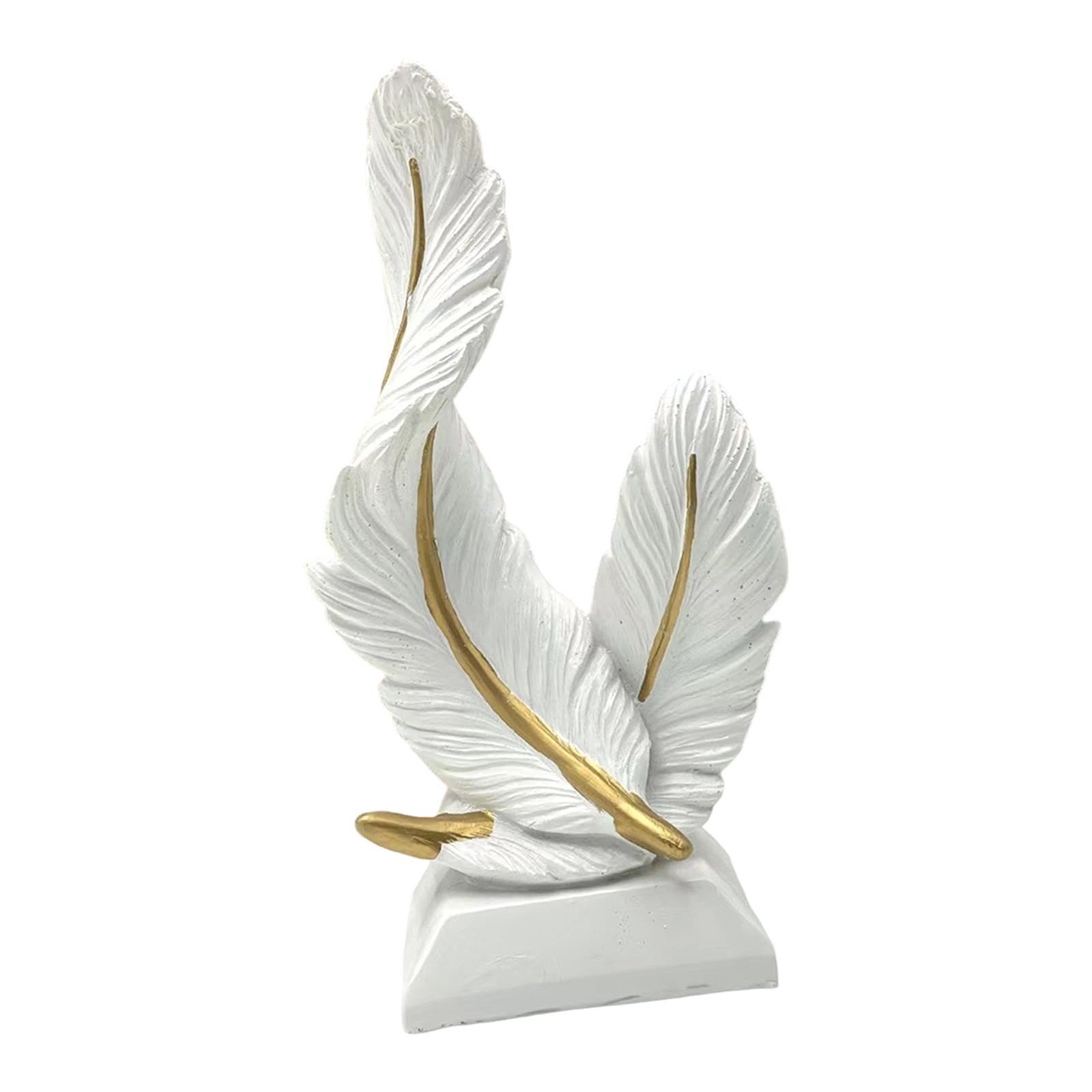 HGZLQKD Double Feather Statue, Resin Sculpture, DIY Supplies, Versatile Uniqu,e Tabletop Ornament,Home Decor for Entryway,Living Room, White