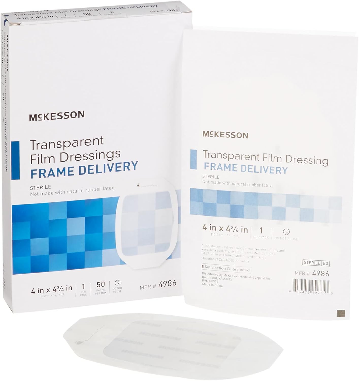 McKesson Transparent Film Dressing, Sterile, Frame Delivery, 6 in x 8 in, 10 Count, 8 Packs, 80 Total