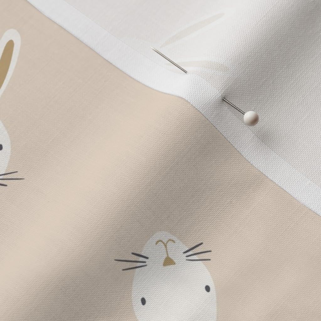 Spoonflower Fabric - Spring Rabbit Playful Rustic Easter Bunny Neutral Baby Cream Non Printed on Petal Cotton Fabric Fat Quarter - Sewing Quilting Apparel Crafts Decor