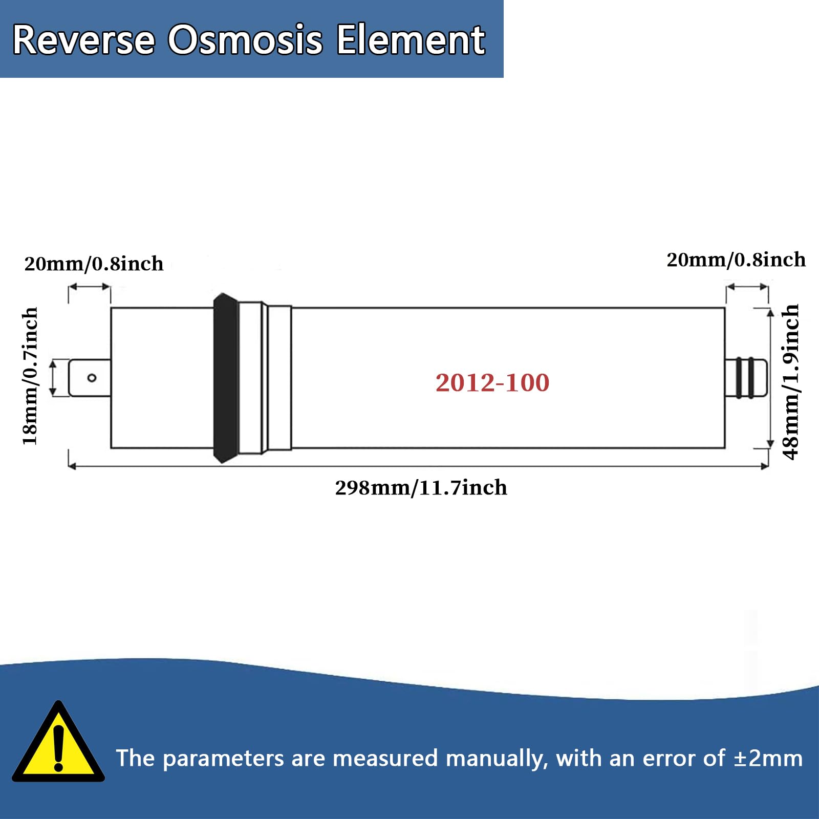 Wasserfilter Membran Umkehrosmose-Membran, 2012-100 GPD RO Umkehrosmose Membran Haushalt Wasserfilter Universal Kompatibel Ersatzfilter Passend für Untertisch, 3Pcs