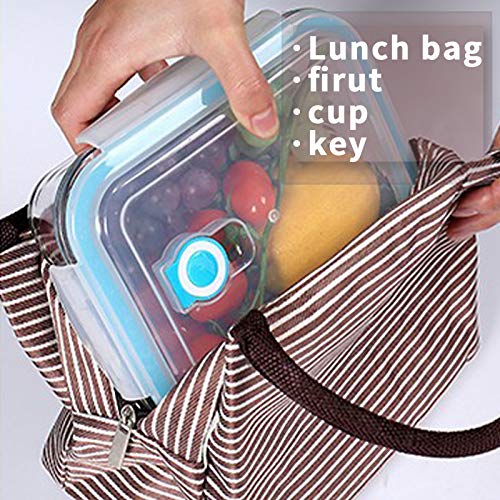 Lunch Bags,Waterproof Foldable Lunch Bag For Women,Use For Fruit,Snacks,Milk,Tissue Paper,Keys,Cards，Coffee Stripes #TOP4