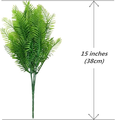 Miniatura 5 de LoveniMen Arbustos artificiales, plantas de plástico, hojas de helecho, simulación de vegetación, arbustos falsos, hierba al aire libre, interior,