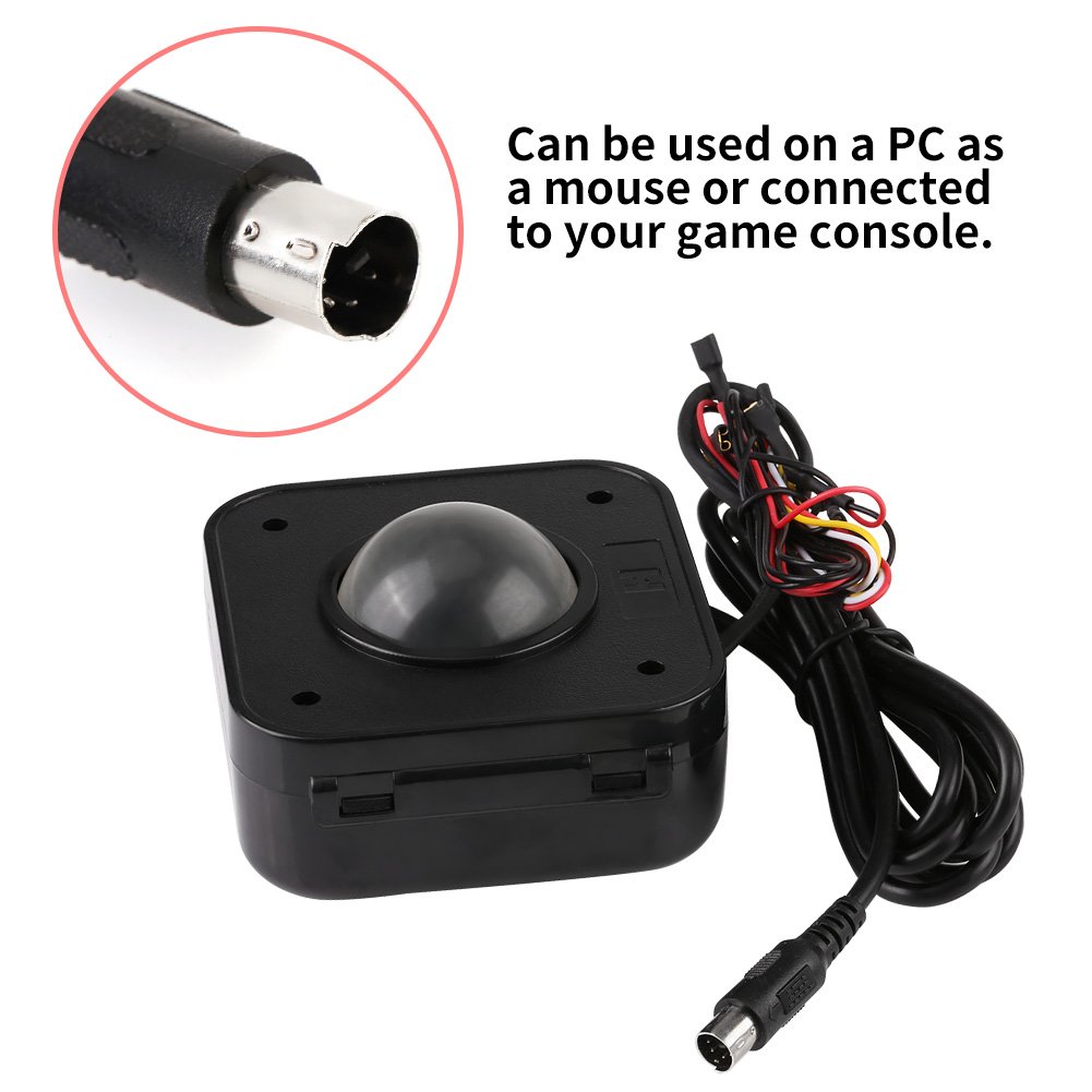 Bewinner Trackball Mouse LED Trackball Mouse pour PC, Illuminé 4.5cm Ronde LED Trackball Mouse Connecteur PS / 2 PCB pour