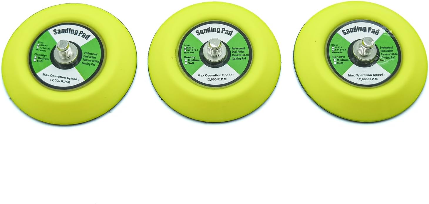 3 Pcs 3 in 75 mm Backing Pad Hook and Loop Backing Plate 5/16"-24 Thread DA Air Random Orbital Sanding Pad Sander/Polisher Backer Pad for Sanding Finishing Polishing Buffing