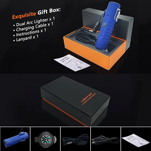 Miniatura 7 de Encendedor impermeable de plasma para exteriores, encendedor eléctrico de doble arco, recargable por USB, sin llama, a prueba de viento,