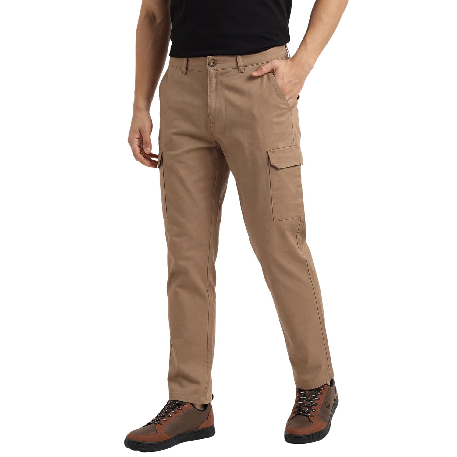 united colors of benetton Solid Straight Fit Twill Basic Cargo Pants-picture-18