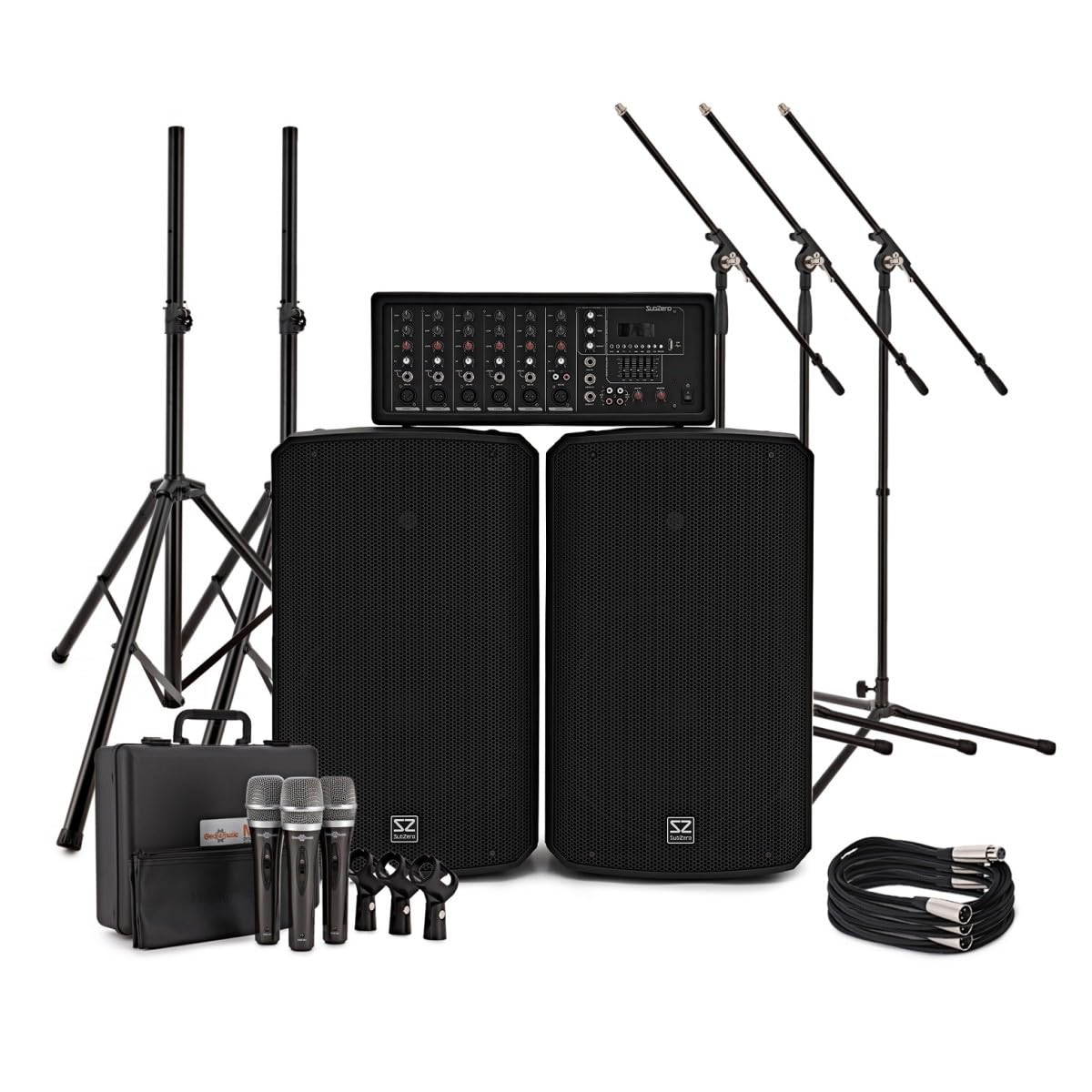 SubZero SZPA-612 250W 12" Sistema PA con Microfoni e Stand