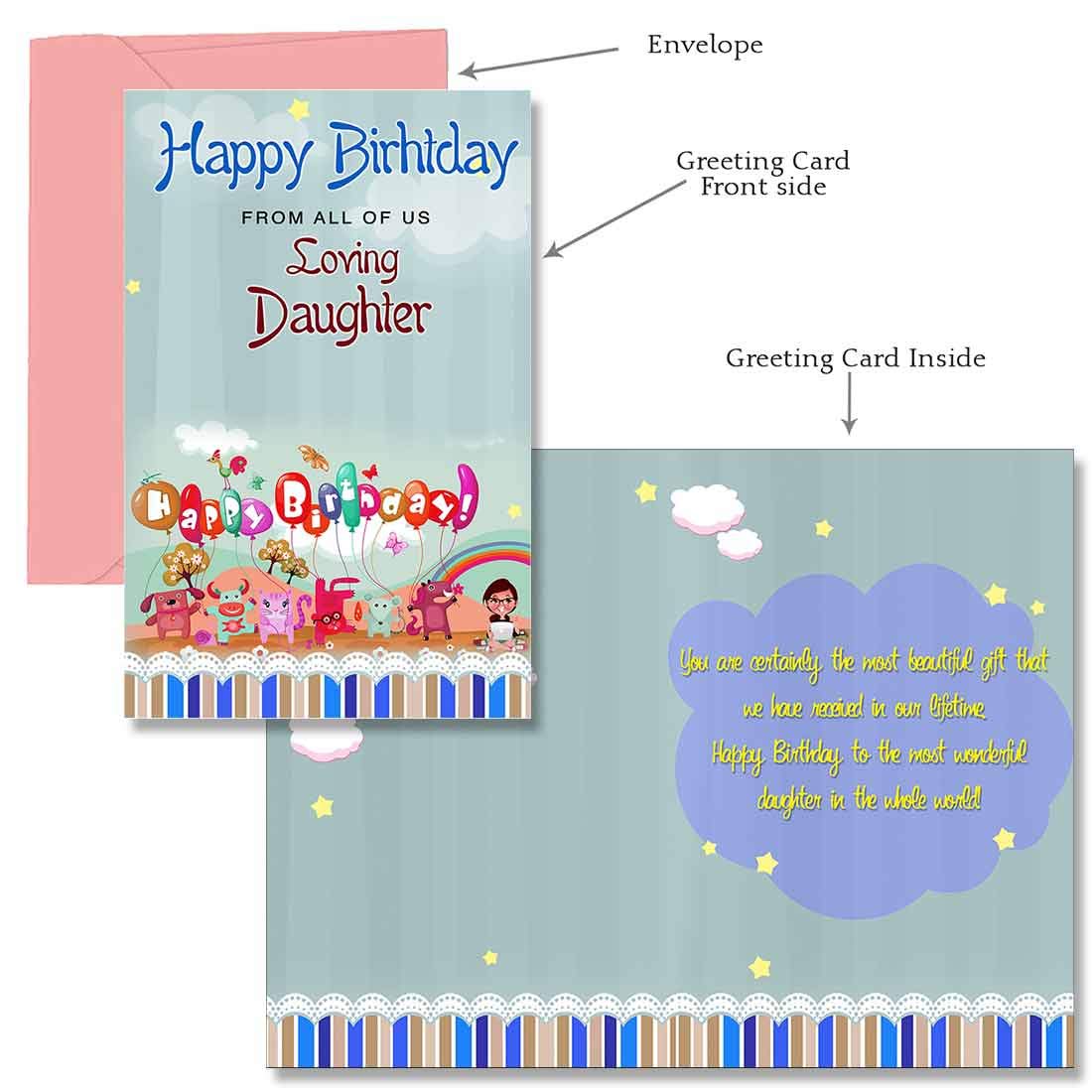Alwaysgift Happy Birthday From All of Us Loving Daughter Greeting Card (Multicolour, Medium) 1