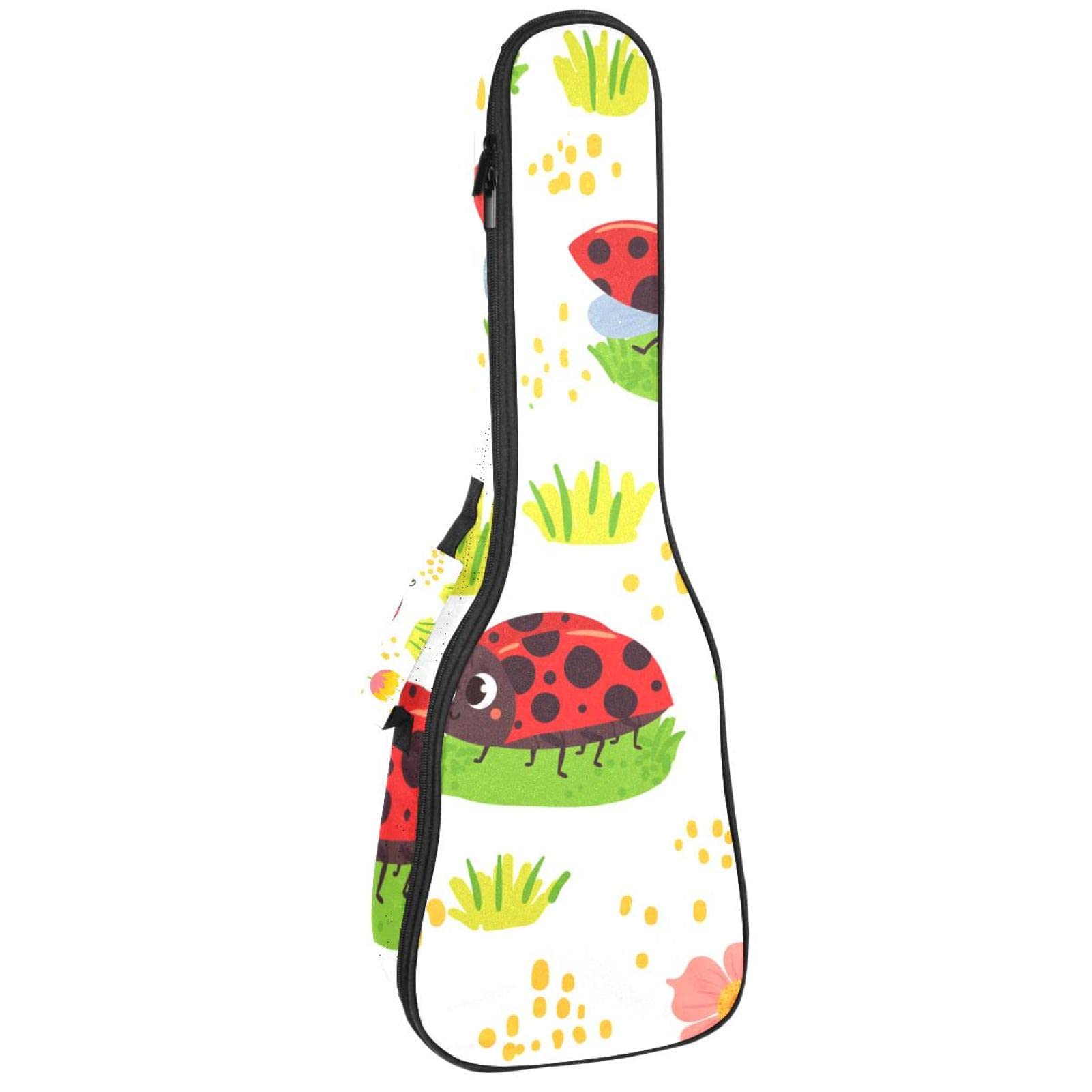 Bolsa De Ukelele Hermosa Flor De Mariquita Fundas Para Ukelele 23 Pulgadas Para Soprano Tenor Concierto 10 Mm De Grosor
