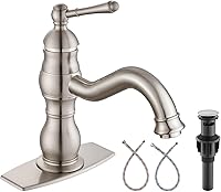 Vista 16 de Heyalan Grifo de lavabo de baño de un solo agujero, 1 mango, montaje en cubierta, de latón, grifo mezclador de baño con drenaje, alcance de boquilla