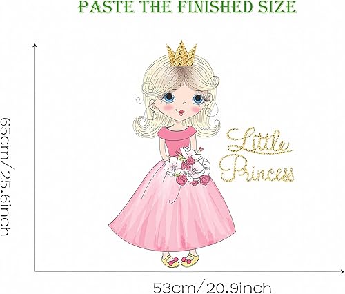 Miniatura 6 de Calcomanías de pared de princesa rosa para niña, calcomanías de pared de dibujos animados de sacinora de vinilo extraíble para guardería, niños