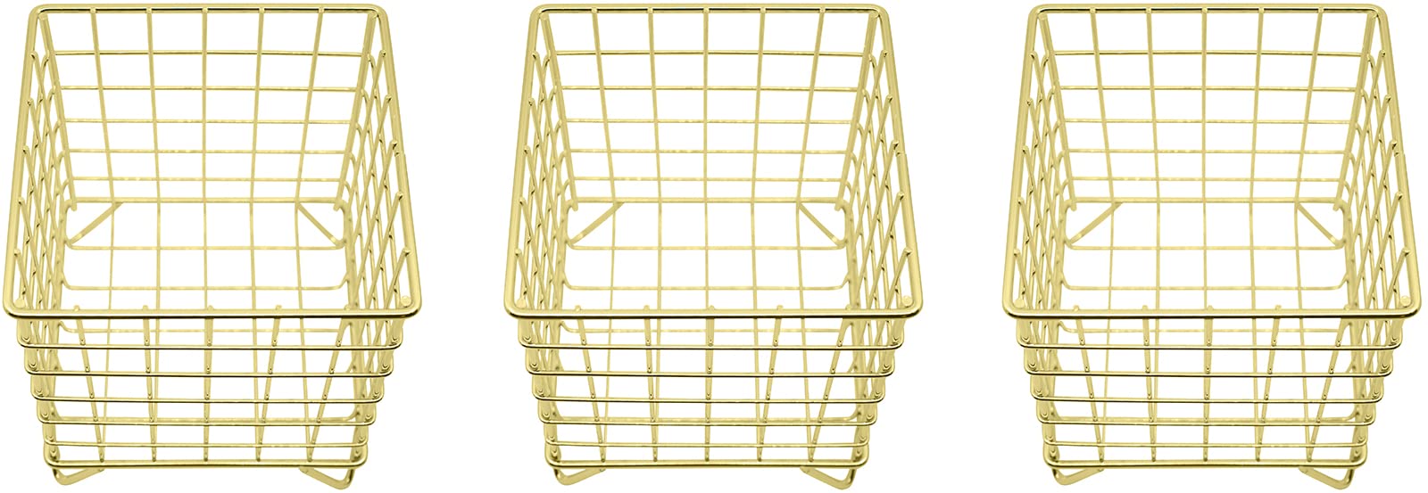 Set of 3 Square Metal Wire Coffee Pod Holder Baskets (Gold)