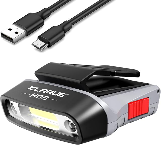 Klarus HC3 Head Torch Rechargeable, LED Headlight with Motion Sensor Control, 100 Lumens Headlamp with Red Warning Light Function, Headlight Flashlight for Fishing Running Camping Hiking
