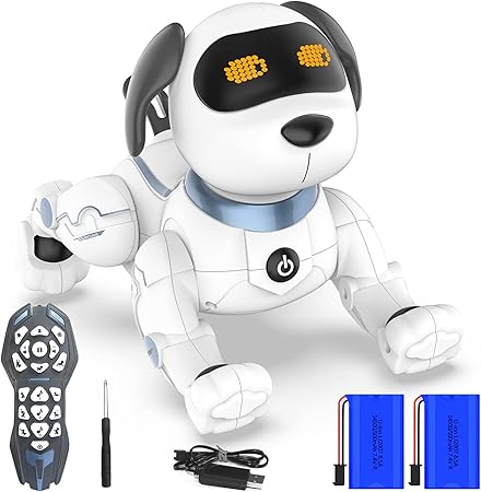 Amazon リモコン犬 Rcロボットスタント子犬音声制御おもちゃ逆立ち腕立て伏せ電子ペットダンスプログラム可能なロボット子供のための音付き男の子と 女の子年齢6 7 8 9 10歳 電動ロボット おもちゃ