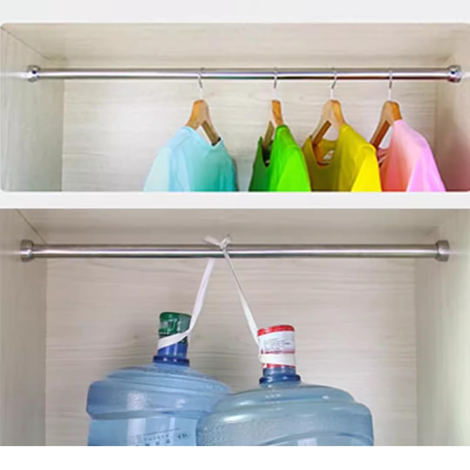WDJBPSH Kleiderstange Schrank Hochbelastbar Runde Schrankstange mit Befestigungssatz, Wandhalterung Rostfreier Stahl Kleiderbügelstange für Waschküche/Garderobenkasten/Holzregal(60cm/23.6in)
