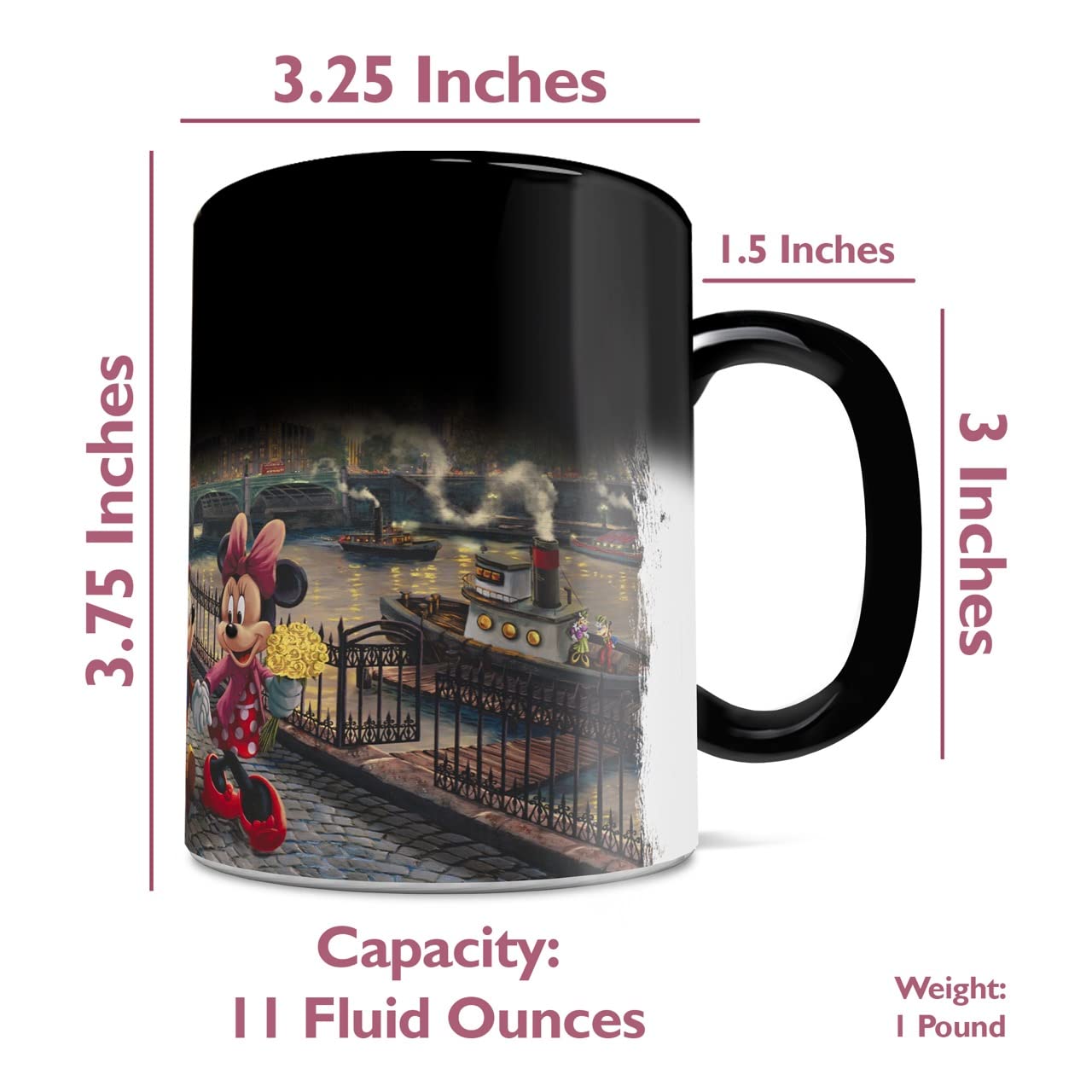 Morphing Mugs Disney - Mickey y Minnie en Londres - Thomas Kinkade Studios - Una taza de cerámica que cambia de color de 325 ml - Imagen revelada cuando se añade líquido caliente