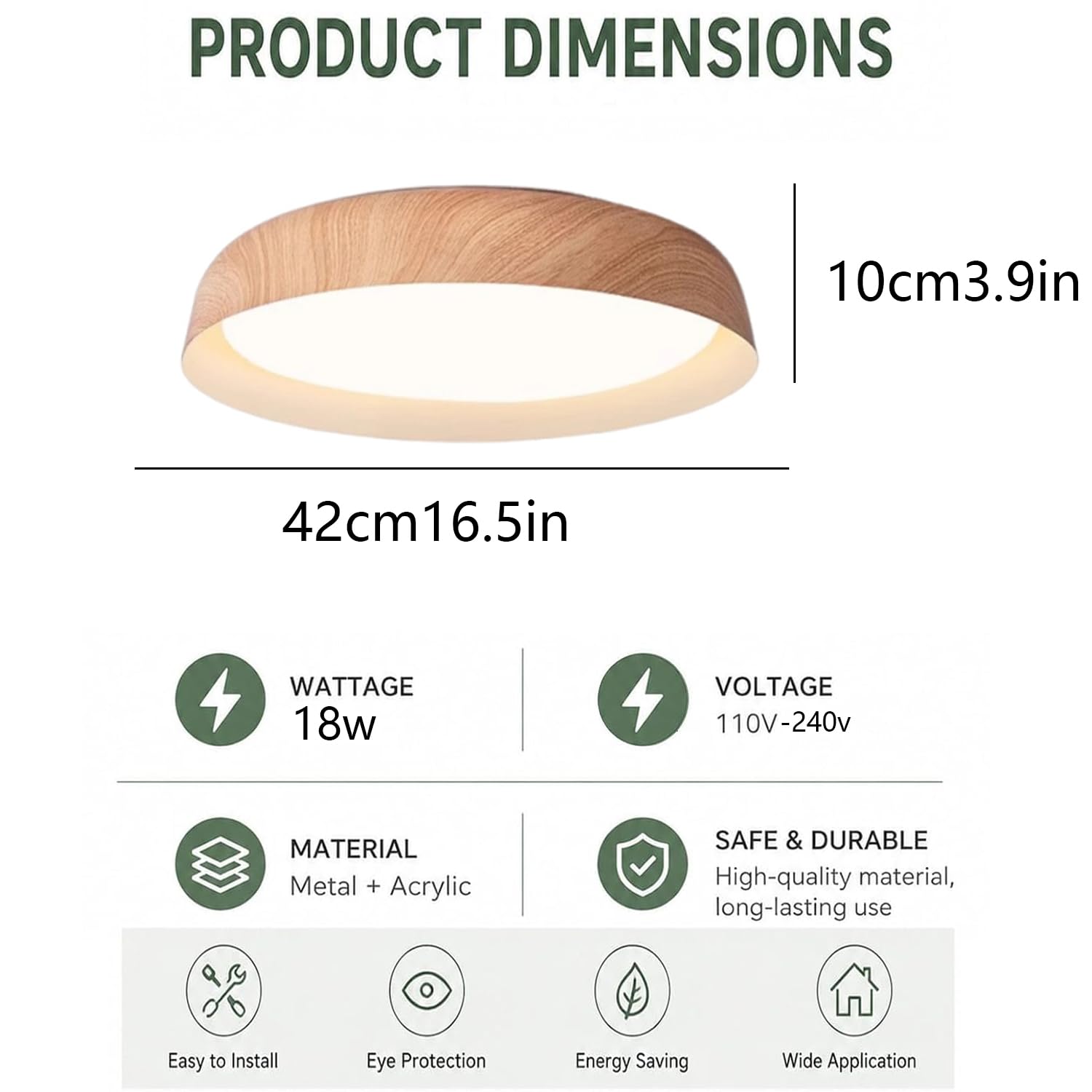 Lampada Soffitto Circolare Stile Vintage Effetto Venatura Legno