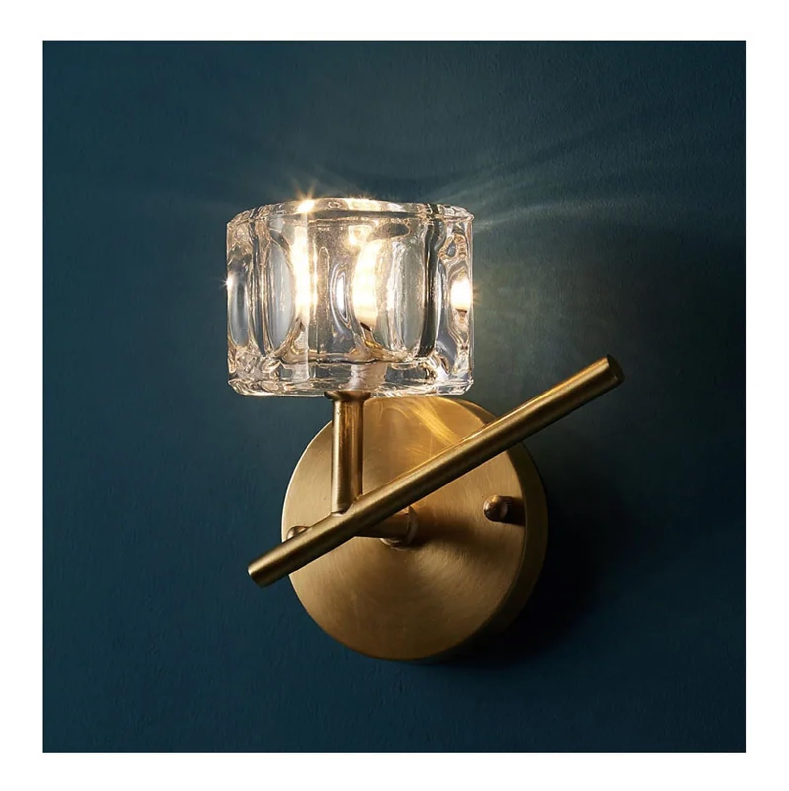 ASerZenith Nordic Minimalist Crystal Copper Wall Lamp Living Room Corridor Aisle Background Decor Stairwell Entrance Bedroom Bedside Light,Neutral Light-1 Head