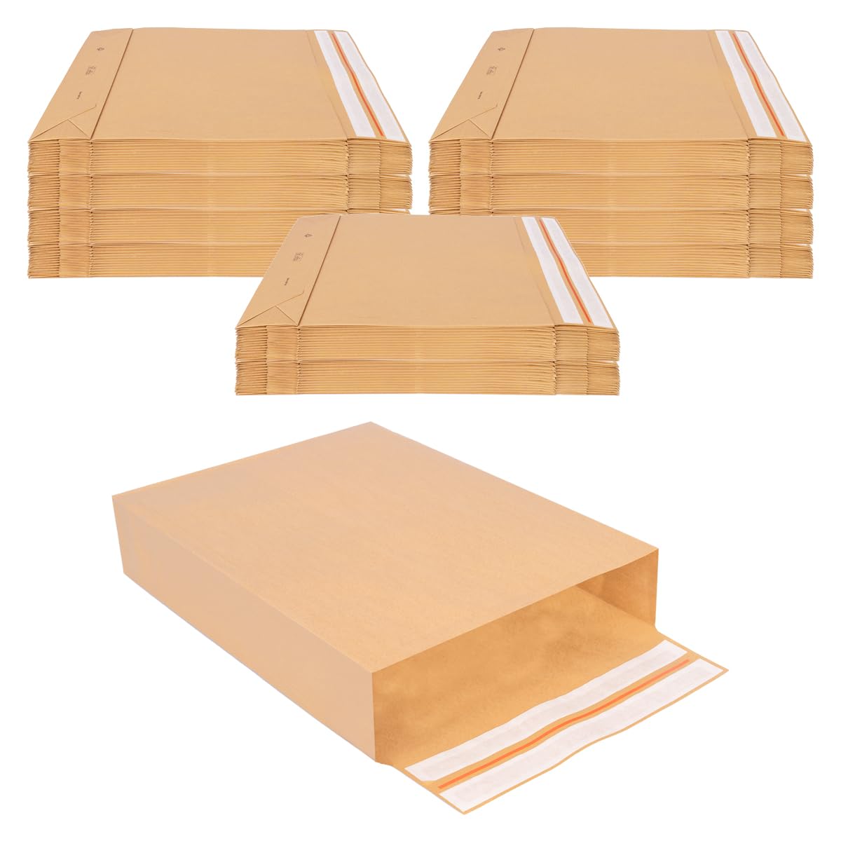 verpacking Faltentaschen 500 x 400 x 100 mm Braun mit Klotzboden doppelte Haftklebung und Aufreißfaden [Größe und Stückzahl wählbar] Faltenversandtaschen aus Kraftpapier 100 Stück